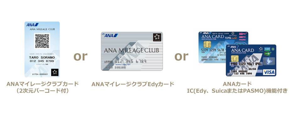 ANAマイレージクラブEdyカードorANAカードIC(Edy または Suica)機能付き