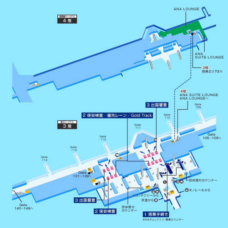 羽田空港の出発ターミナルマップ