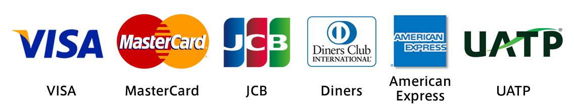 VISA,MasterCard,JCB,Dinners Club,AMERICAN EXPRESS,UATP