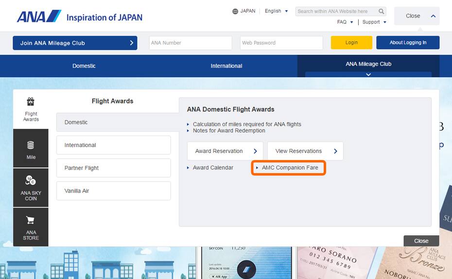 Screen capture of the ASW Domestic Flights page (PC)
