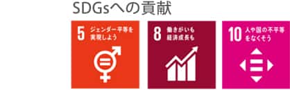 5．ジェンダー平等を実現しよう 8．働きがいも経済成長も 10. 人や国の不平等をなくそう