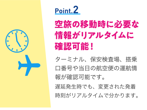 空旅の移動時に必要な情報がリアルタイムに確認可能！