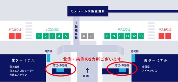 大阪（伊丹）空港引換窓口案内図
