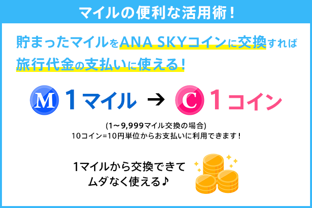 マイルの便利な活用術！貯まったマイルをANA SKYコインに交換すれば旅行代金の支払いに使える！
