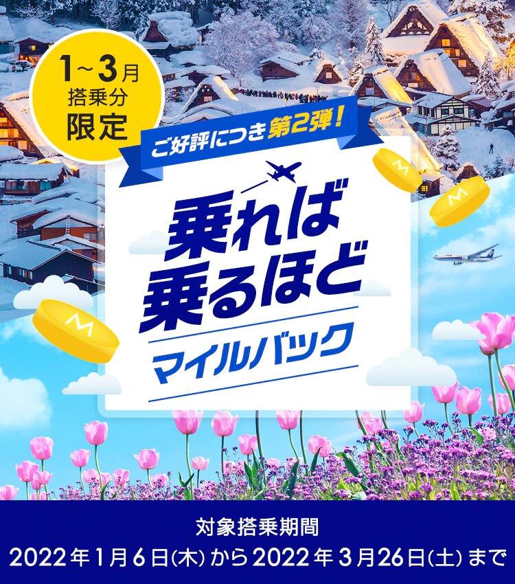ご好評につき第2弾！乗れば乗るほどマイルバック　1～3月搭乗分限定