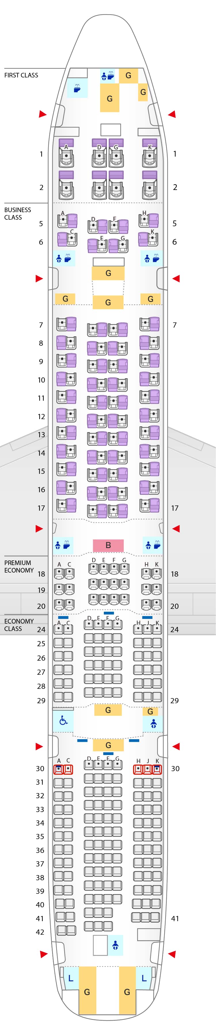 ボーイング777-300ER (250席)シートマップ